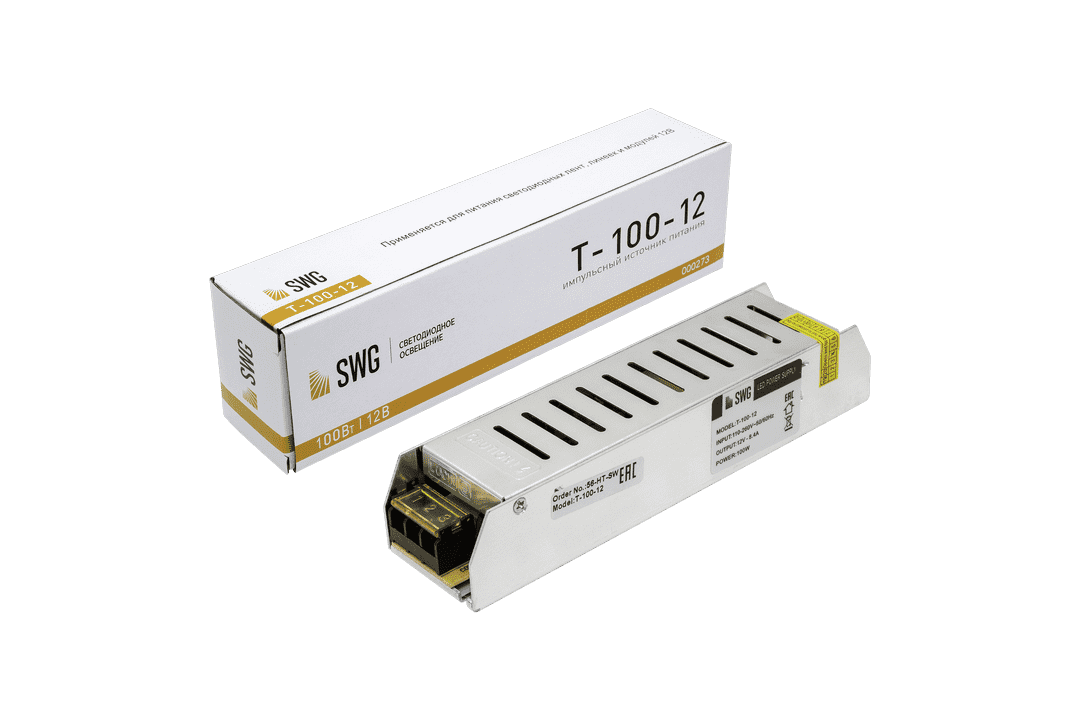 Блок питания компактный (узкий) 100W IP20 12V