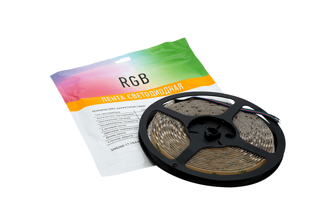 Светодиодная лента SMD5050 60Led/m 14,4W/m IP65 12V (RGB), скотч 3М
