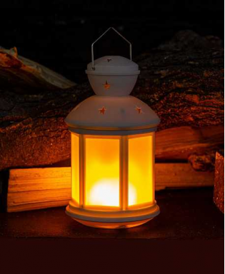 Декоративный светодиодный светильник-фонарь, с эффектом пламени свечи, белый